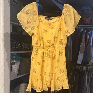 Trixxi Yellow Floral Casual Kids Romper